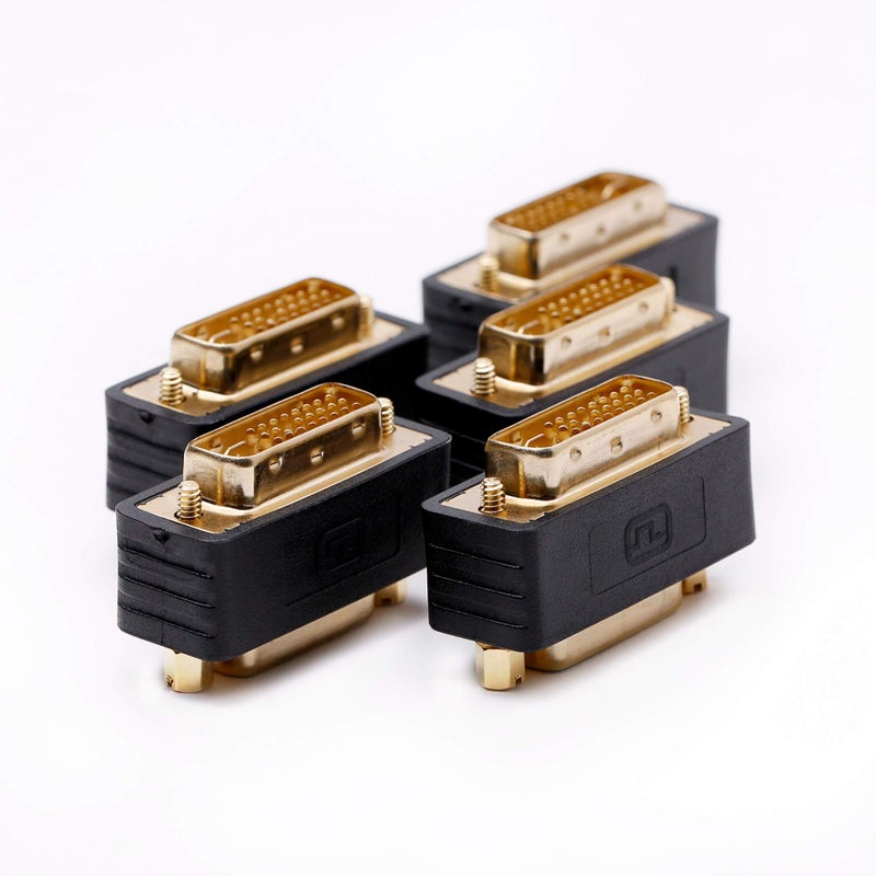 Arnorin DVI Adapter dvi-d Male to dvi-i Female Port Saver Compact Moulded Gold Plated 5 Pack - Image 1